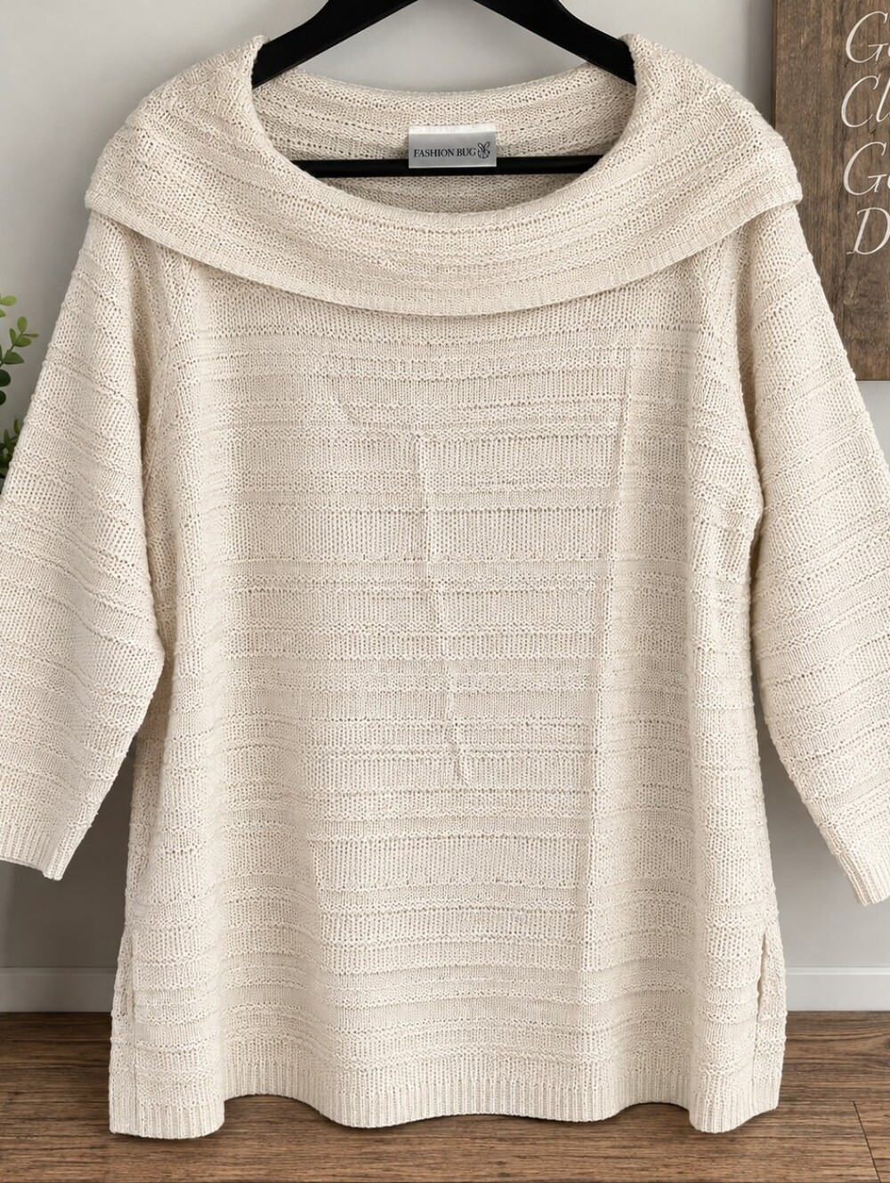 Fashion Bug Cream Off-Shoulder Cowl Neck Sweater